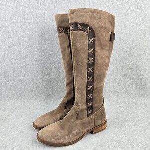 Born Boots Womens Size 6 Suede Leather Tall Knee High Albi Zip Adjustable Riding